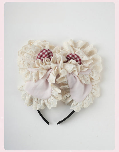 スイートロリータピンクの大きなリボンフリルレーストリムKC