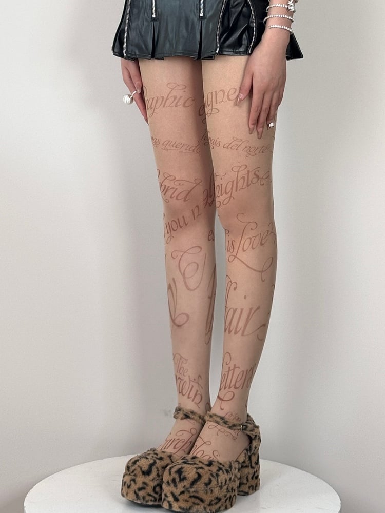 Strumpfhose Print Y2K Nude Letter