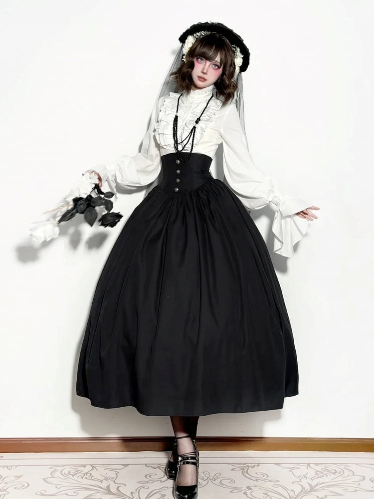 High Corset Lolita Black Skirt Gothic Belt Waist