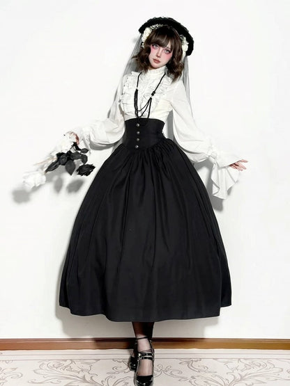 High Corset Lolita Black Skirt Gothic Belt Waist