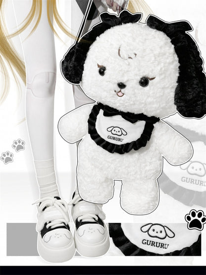 Weißer Plüsch-Rucksack mit Welpentasche