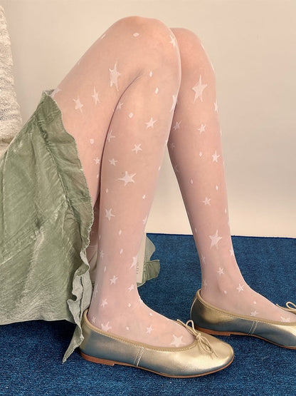 Print Pantyhose Dot Star Sheer