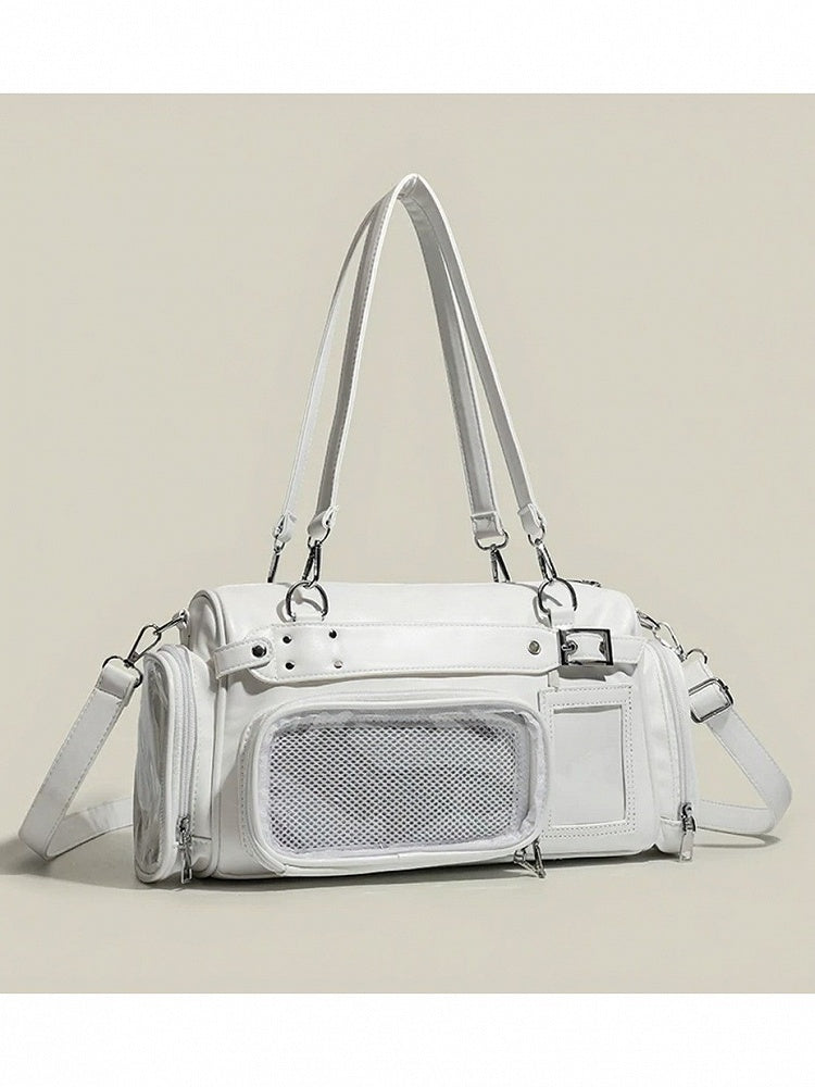 4-Color Transparent Window Ita Crossbody Bag Buckle Side Pockets
