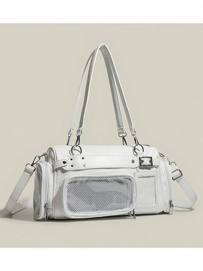4-Color Transparent Window Ita Crossbody Bag Buckle Side Pockets