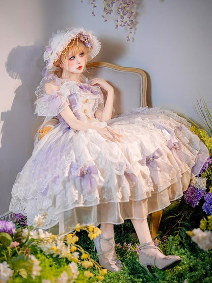 Light Purple Lolita JSK Wedding Dress with Lace - Cat Fairy Lolita