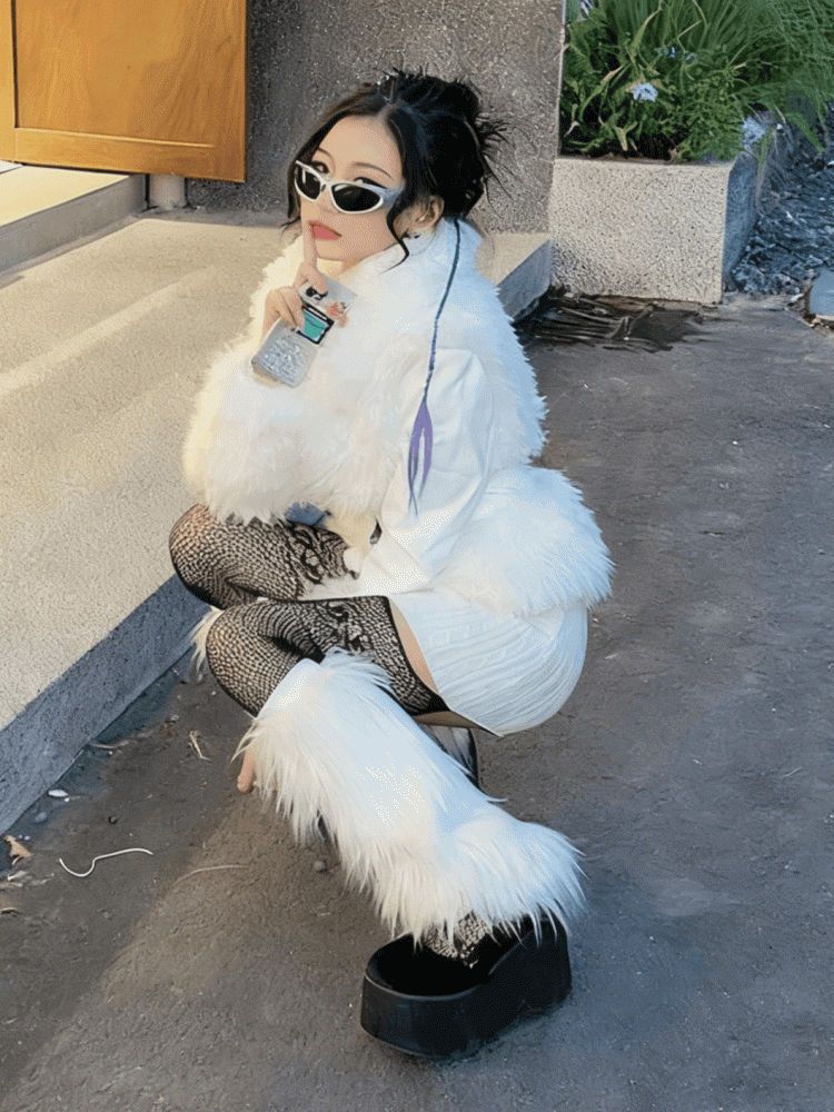 Warmers White Y2K 20CM/30CM/40CM Leg Shaggy