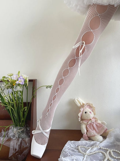 Lolita Strumpfhose Netz Cutout Weiß