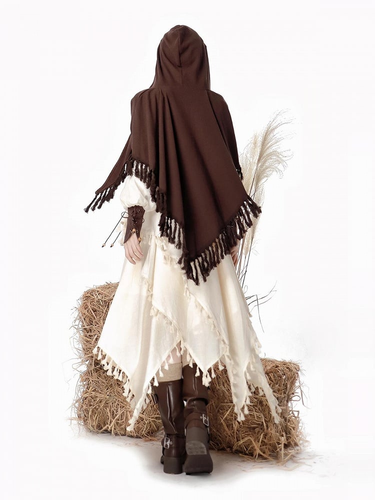 Lace-Up Corset and Lolita Dress Set with Tassel Cape - Han Ru Chu Hanfu & Han-Element Studi
