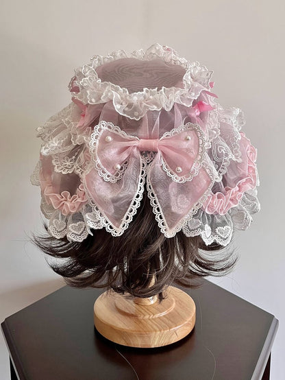 Black Decorated Bows / Hat Organza Pink