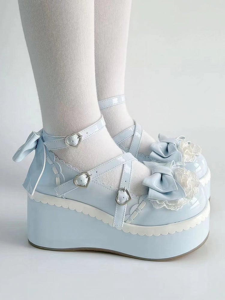 Blue Lolita Tiered Hemline - with Featuring Scalloped Shoes Lace