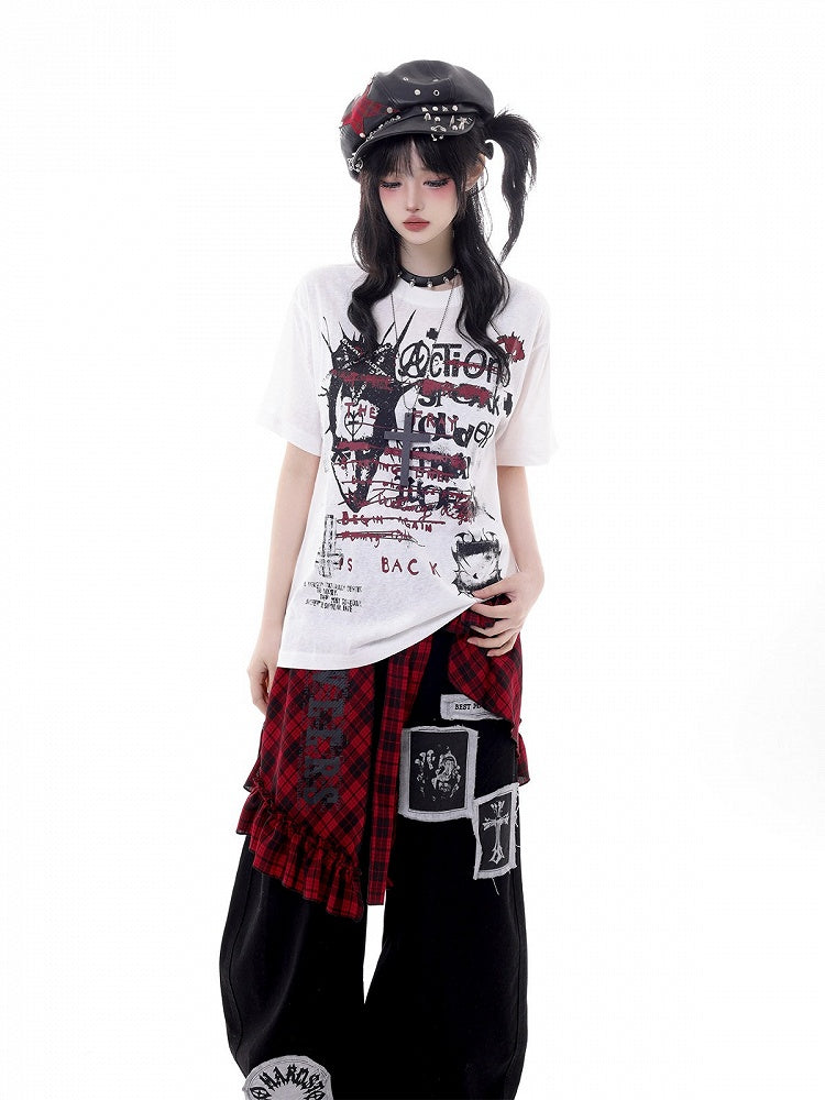 Kawaii Punk White Graffiti T-Shirt - KNOW8 Online Shop
