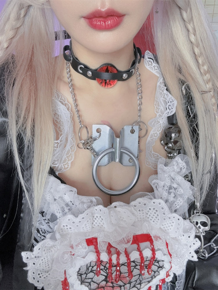 Y2Kリング型メタルネックレス