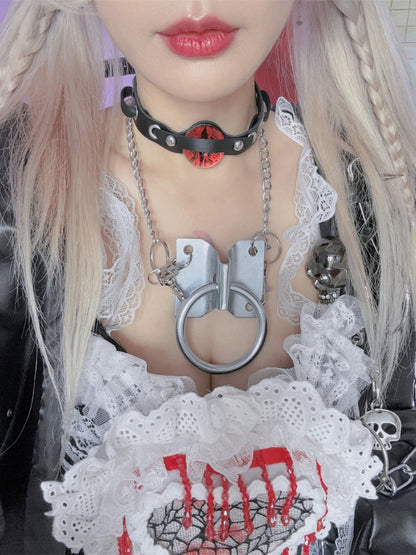 Y2Kリング型メタルネックレス