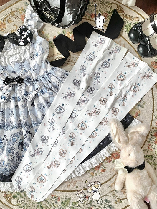 Alice Lolita Theme Gold/Silver and Star Tights Key Print