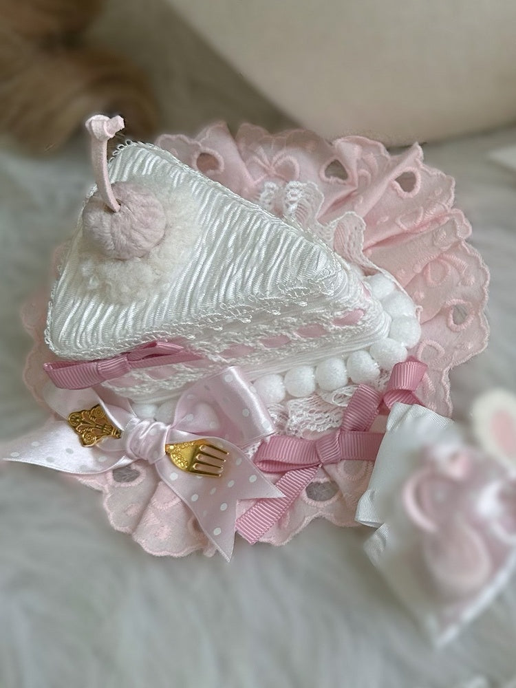 Hat Lolita Lace Mini Sweet Cake Triangular Pink Trim