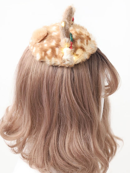 Hat Reindeer Christmas Lolita Plush Light-up Antler