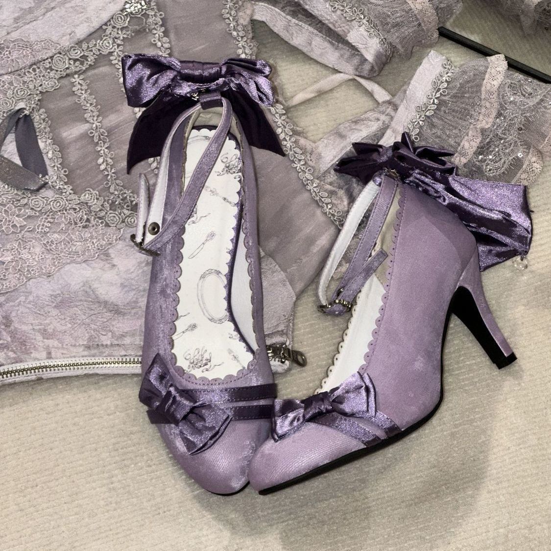Lolita Satin Stiletto Heels with Bow – Princess Birthday Party Pumps