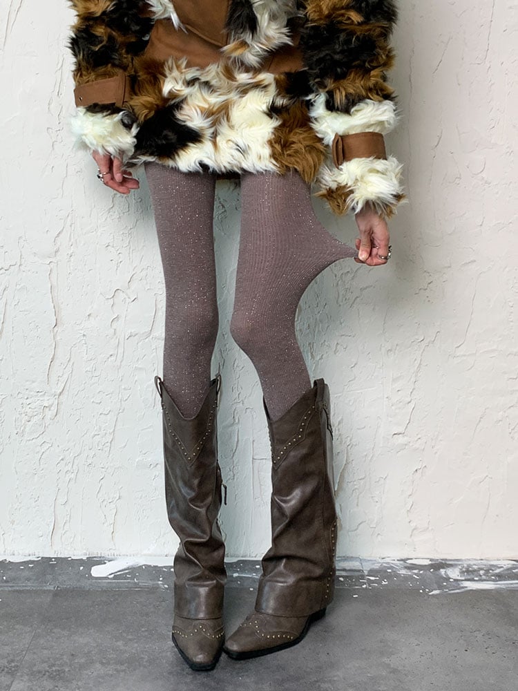 Y2K Light Coffee Shimmering Tights