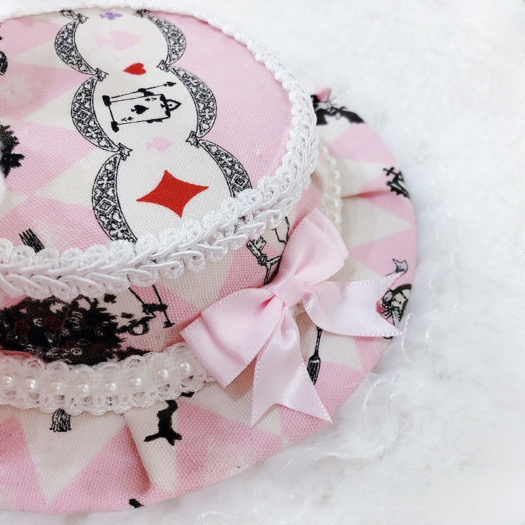in Bunny Vibes Ears Poker Pink Mini Alice Hat Wonderland Decorated