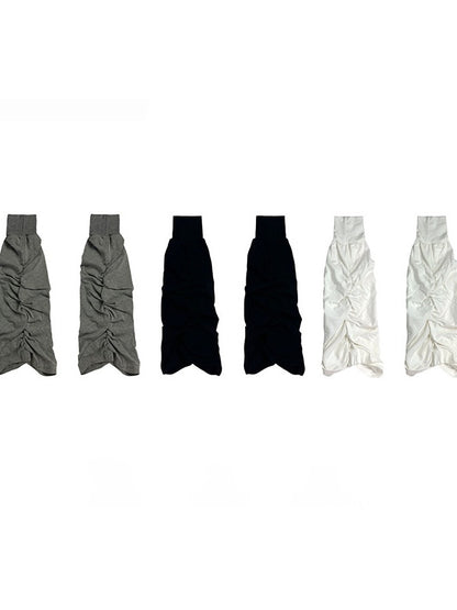 Flared Leg Ruched Loose Black/White/Gray Warmers