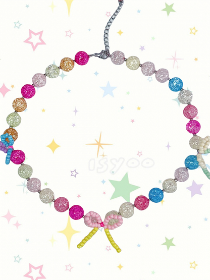 With Bowknot Details Colorful Necklace Y2K Beaded