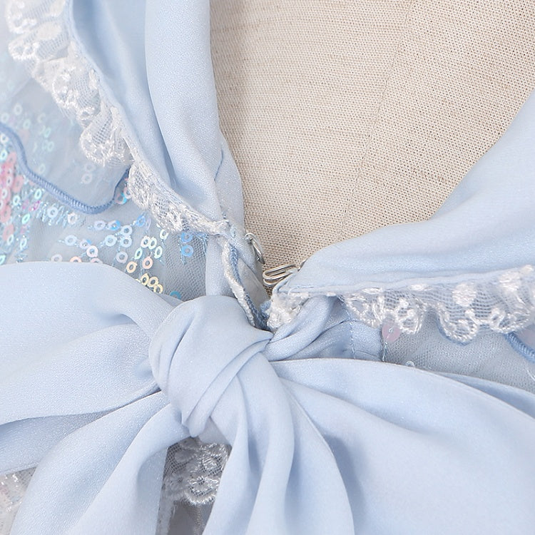 Light Blue Snowflake Sequins Lace Trim Lolita Hooded Cape