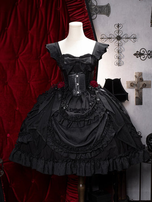 Lolita PU Gothic Leather Corset Black Belt