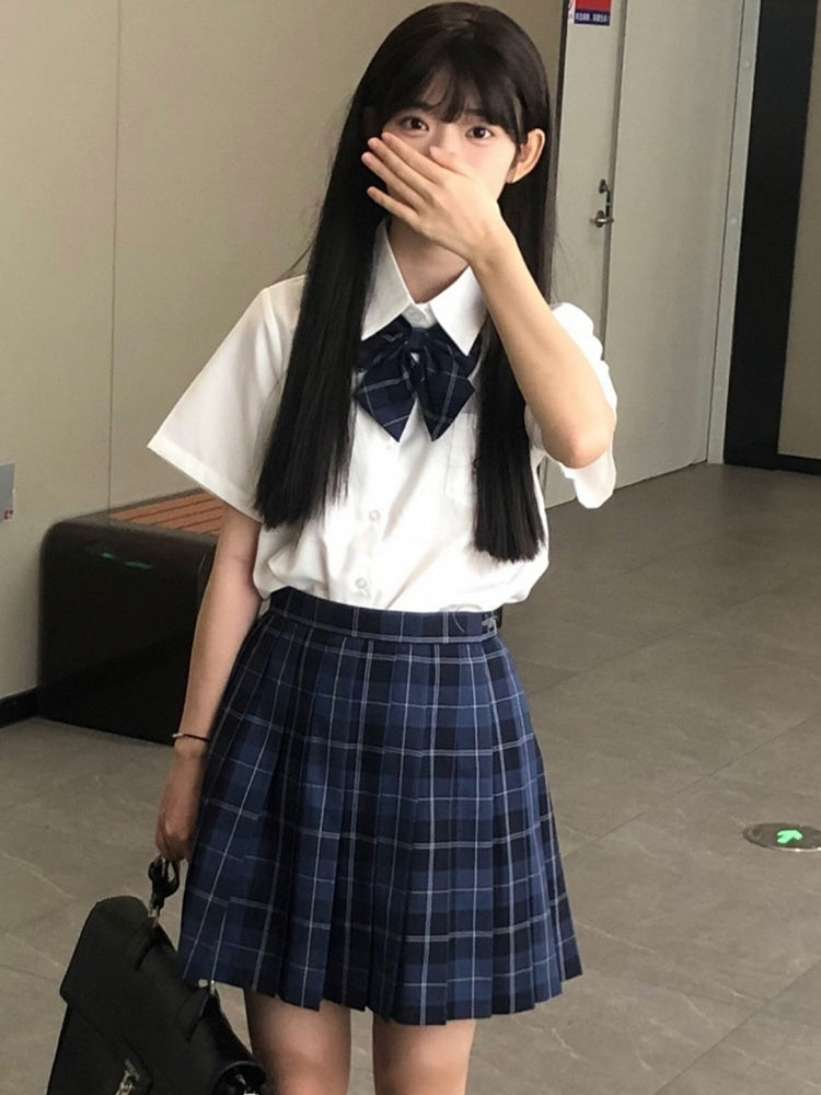 Short Style Preppy JK Shirt Uniform White Sleeves