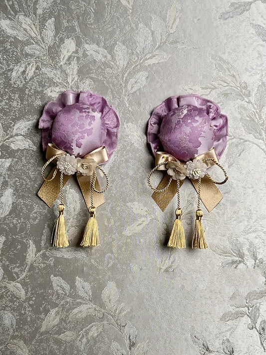 Purple Han Lolita Blue / Tassel Pink Hairclip