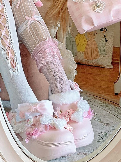 Sweet Lolita Trim Version - Star Regular/Thicken Clogs Crocs-style in Accents Pink Ruffle