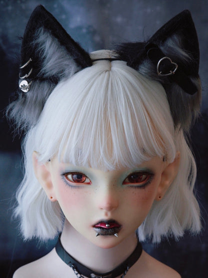 Details Black KC Heart Decorated Cat Ear