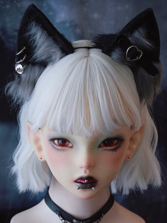 Details Black KC Heart Decorated Cat Ear