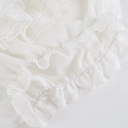 White Tiered Lace Skirt with Built-In Shorts - serendipity