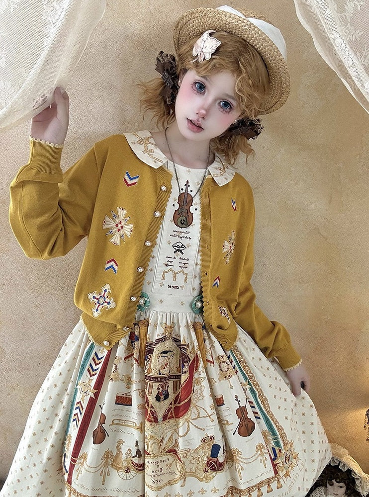 Exquisite Embroidered Knit Cardigan in Yellow - Crucis Universal Tailor Company