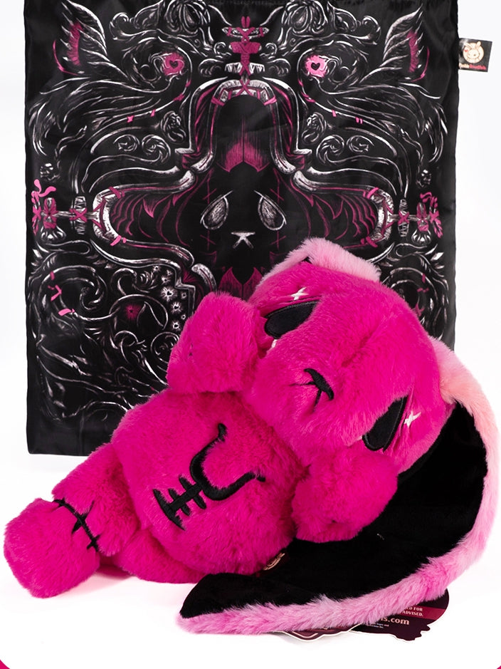 Rose with A Red Dual Plushies Canvas Kawaii Mini Bag Guro Set Bunny Black Anxious Plush