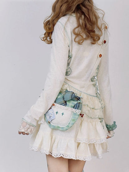 Lace Tiered with Vintag Beige Skirt Accents