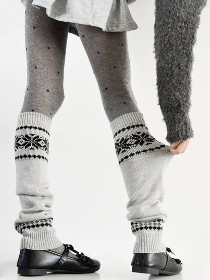 Dot Gray Warmers Tights Knitted Pair Dark Polka - Layering + Leg Tones of Set A