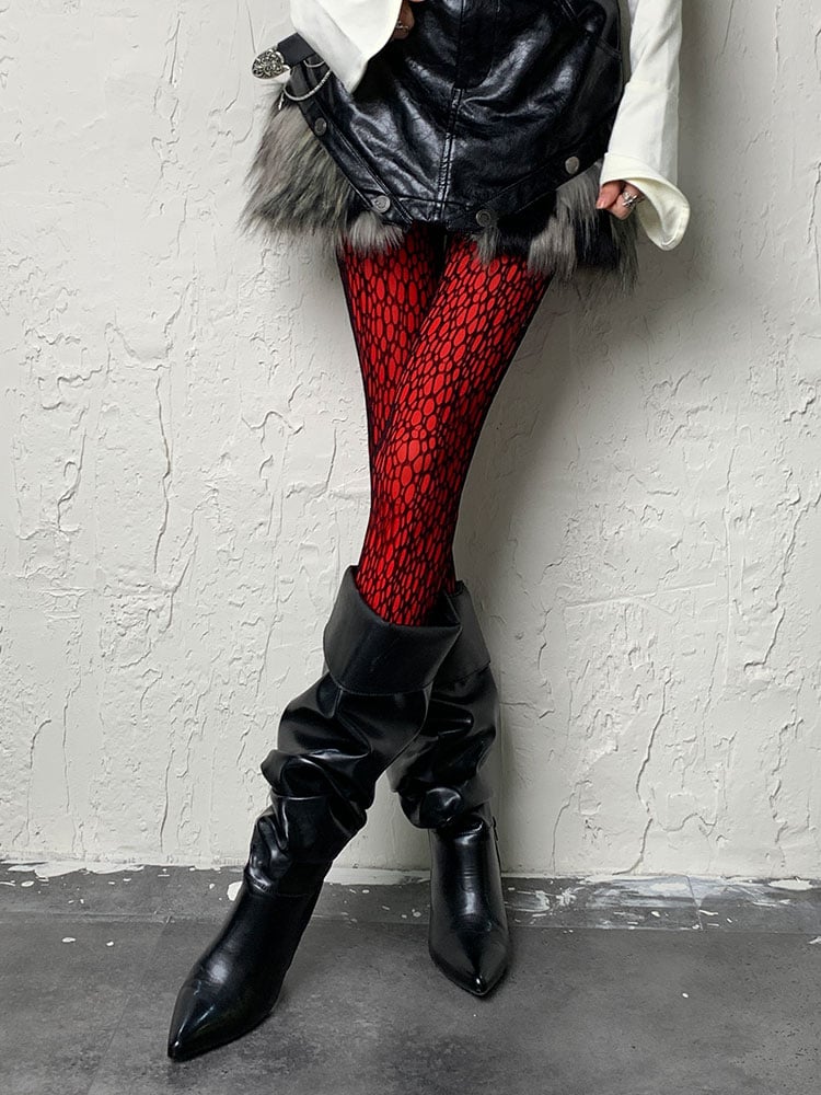 Dark Gothic Black Y2K Cutout Tights