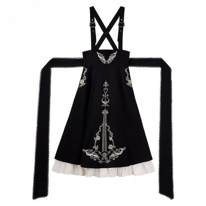 Jabot Top Black + Overall Juliette Shirt High Skirt Elegant Cropped Waist Sleeves Collar Lolita