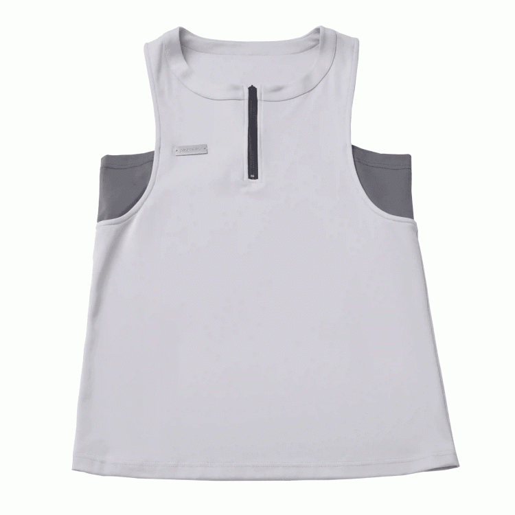 Neckline Techwear Tank Top Apricot Zipper