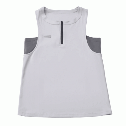 Neckline Techwear Tank Top Apricot Zipper