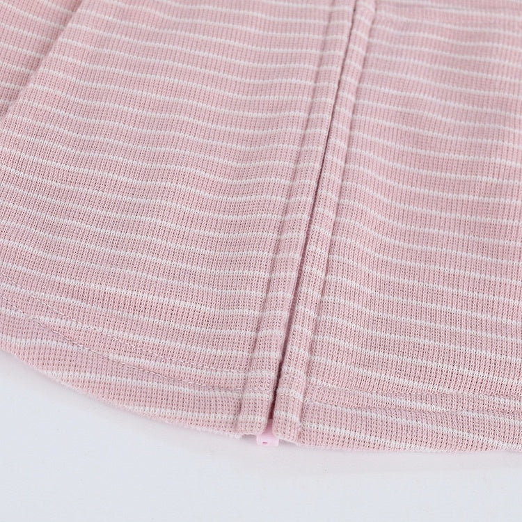 Pink Striped Hooded Jacket with Bear Embroidery & Fitted Silhouette - serendipity