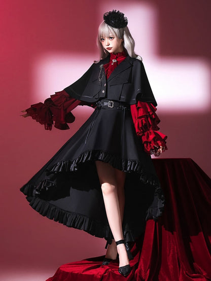 Ouji Black Lolita Blazer Cape Collar