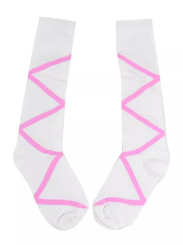 Rosa/Schwarz/Rote Wadensocken mit Kreuzbandmuster