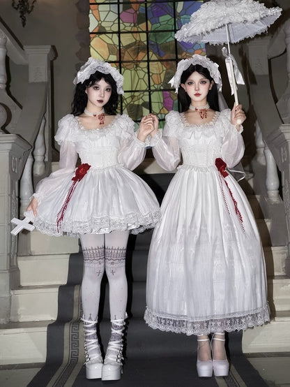 Veil Side White with Fabric Detachable Jacquard Belt Corset