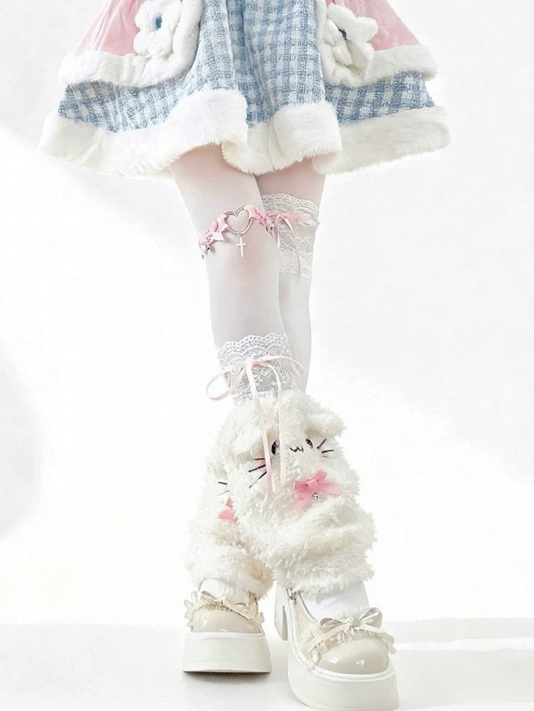 Lace Thigh-High White Bow Stockings -