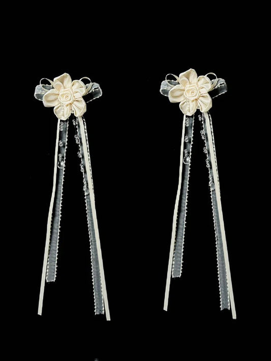 Lila Schwarz Beige Broschen / Rote Blume