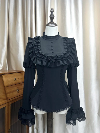 Schwarzes Dark Gothic Lolita Juliette Ärmel Top