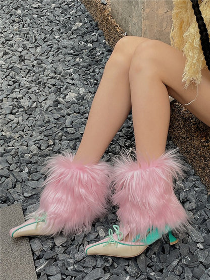 Pink 20CM/30CM/40CM Shaggy Y2K Leg Warmers