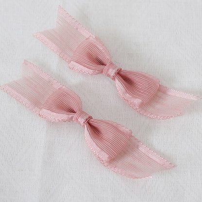 Pink A of Hairclips Vertical Pair Sweet Bowknot Lolita